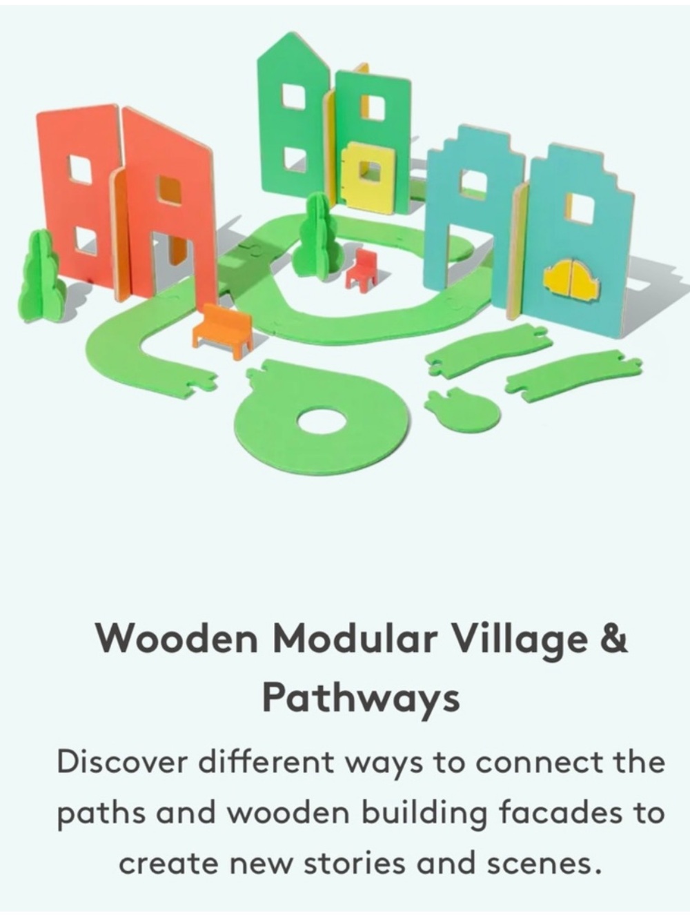 Modular Wooden Village Playset - Multicolor